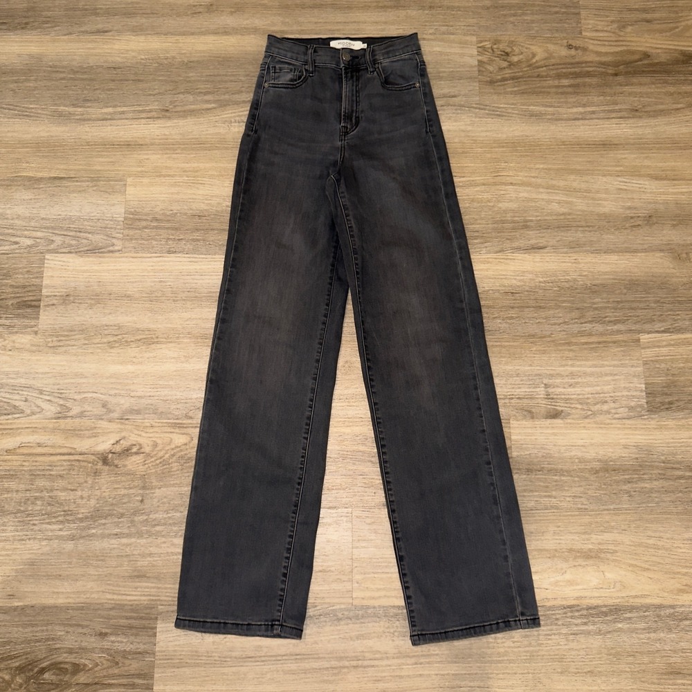 Hidden Jeans Los Angeles Washed Black Wide Leg High Rise Denim HD9103D-BLKL 23